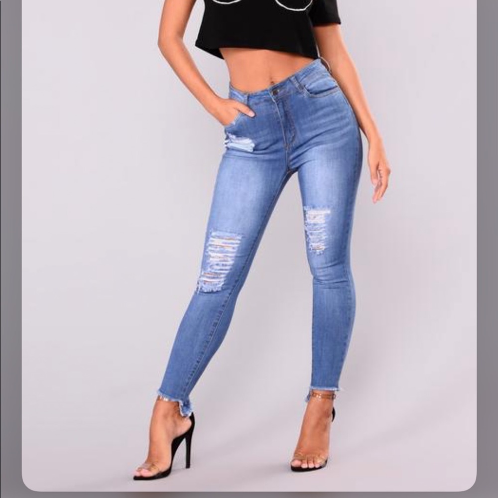 Fashion Nova High Waisted Distressed Jeans